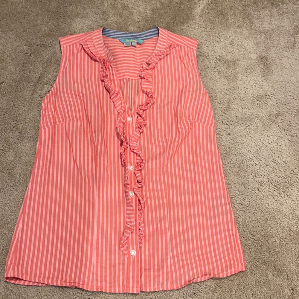 Boden Sleeveless Ruffle Button Down